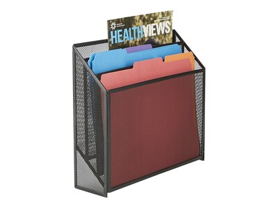 Mind Reader Metal Vertical Desktop Organizer Letter Tray, Black (LETDIV-BLK)