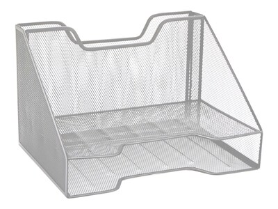Mind Reader 3-Compartment Steel File Organizer, Silver (MESHBOX3-SIL)