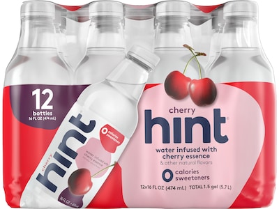 Hint Cherry Flavored Water, 16 Fl. Oz., 12/Carton (184739001573)