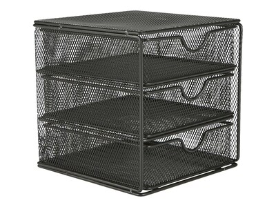 Mind Reader 3-Drawer File Storage, Black (MINMESH3-BLK)