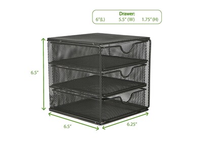 Mind Reader Network Collection 3-Drawer File Storage Organizer, Black (MINMESH3-BLK)