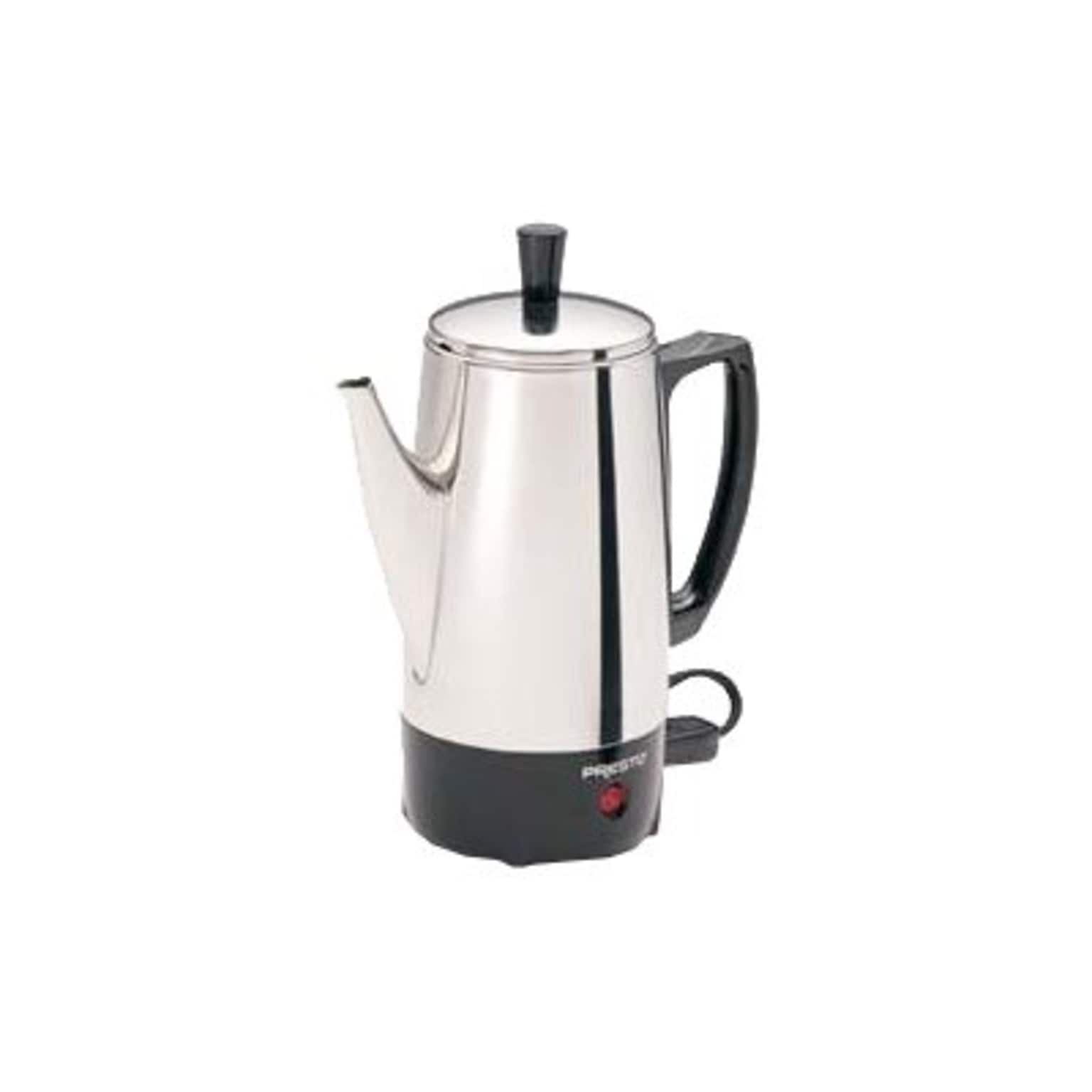 Presto 6 Cups Automatic Coffee Maker, Stainless Steel (02822)