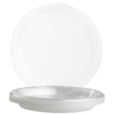 JAM Paper® Round Plastic Disposable Party Plates, Small, 7 Inch, Clear, 20/Pack (7255320678)