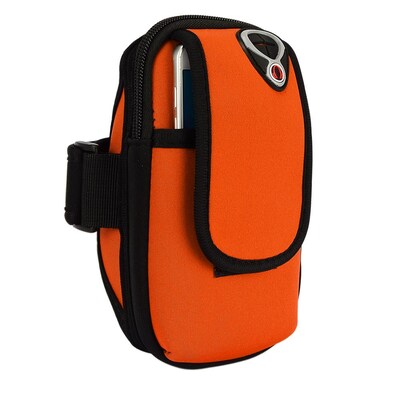 Orange Neoprene Zipper Pouch Workout Exercise Armband for cellphone Universal