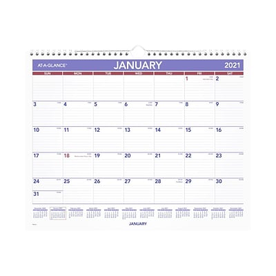 2021 AT-A-GLANCE 12" x 15" Wall Calendar, White (PM828 ...