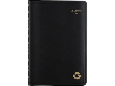 2021 AT-A-GLANCE 5.5 x 8.5 Appointment Book, Recycled, Black (70100G05)