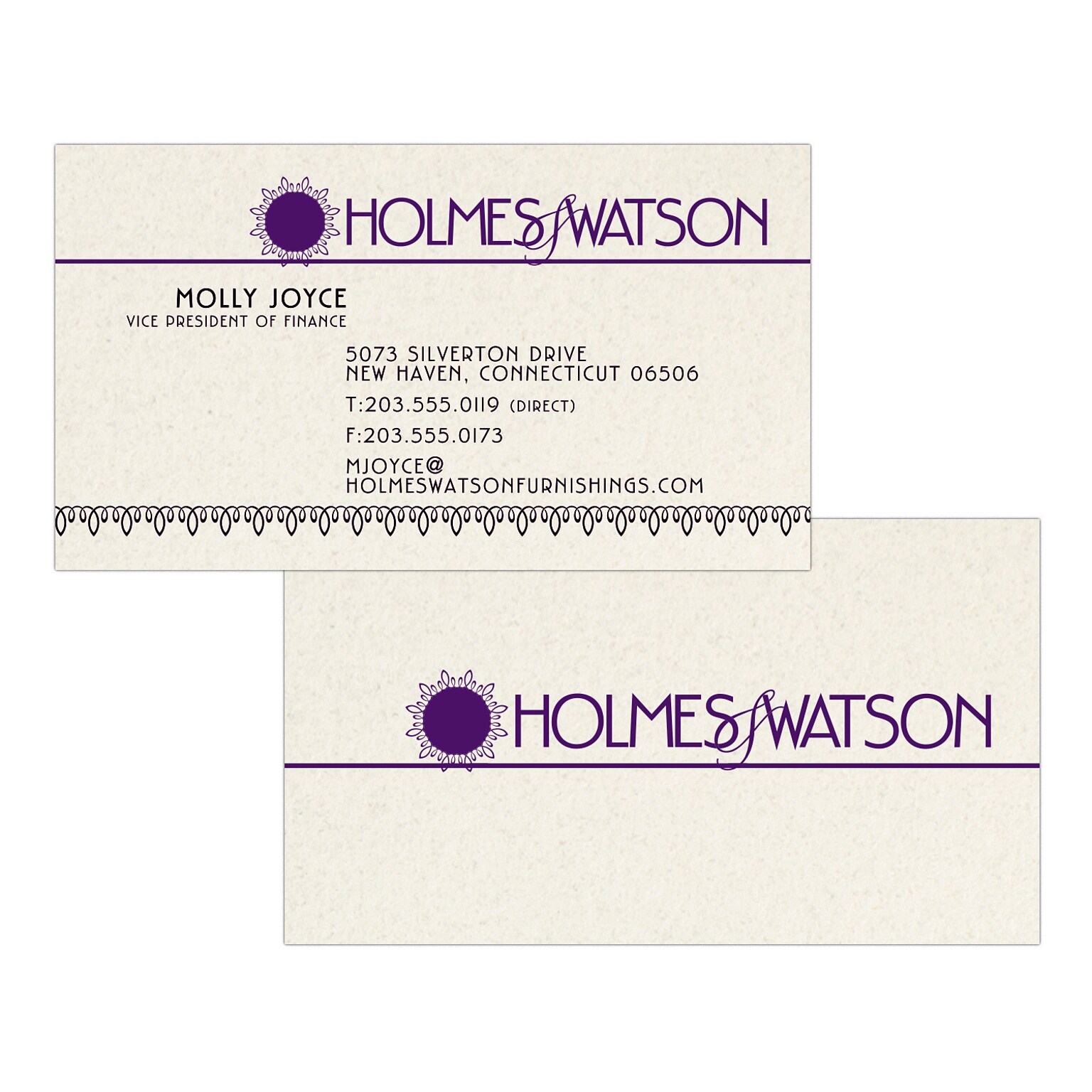 Custom 1-2 Color Business Cards, Natural Fiber 80# Cover Stock, Flat Print, 1 Standard & 1 Custom Inks, 2-Sided, 250/PK