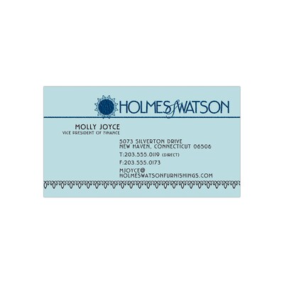 Custom 1-2 Color Business Cards, Blue Index 110# Cover Stock, Raised 1 Standard & 1 Custom Inks, 1-S