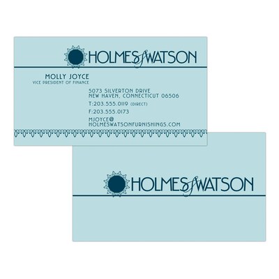 Custom 1-2 Color Business Cards, Blue Index 110# Cover Stock, Flat Print, 1 Custom Ink, 2-Sided, 250