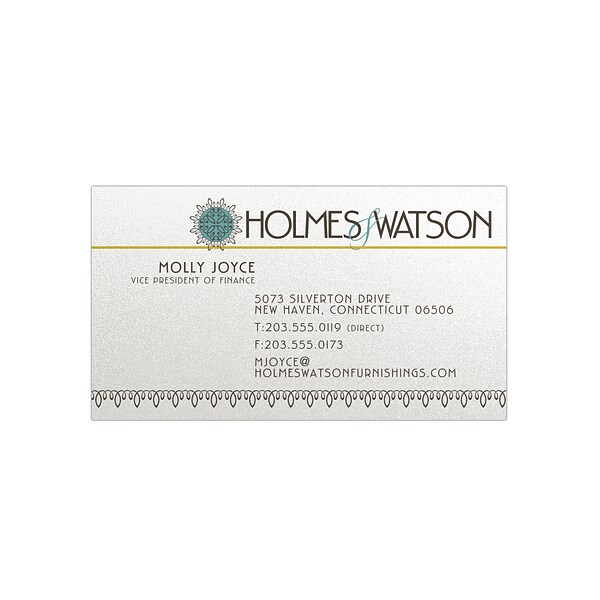 Custom Full Color Business Cards, Pearlized White 105#, Flat Print, 1-Sided