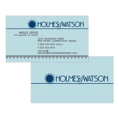 Custom 1-2 Color Business Cards, Blue Index 110# Cover Stock, Raised Print, 1 Standard & 1 Custom In