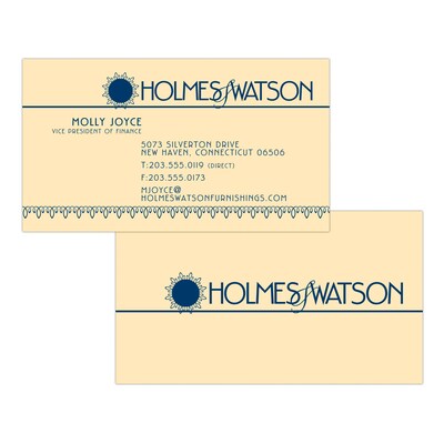 Custom 1-2 Color Business Cards, Ivory Index 110# Cover Stock, Flat Print, 1 Custom Ink, 2-Sided, 25