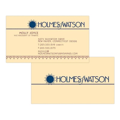 Custom 1-2 Color Business Cards, Ivory Index 110# Cover Stock, Raised Print, 2 Custom Inks, 2-Sided,