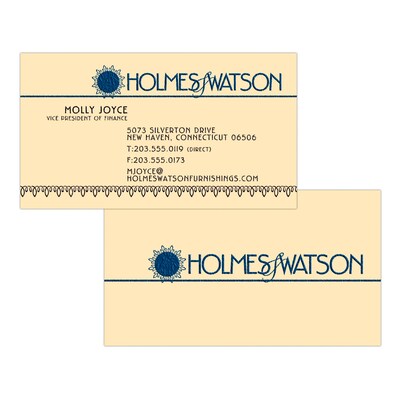 Custom 1-2 Color Business Cards, Ivory Index 110# Cover Stock, Raised Print, 1 Standard & 1 Custom I