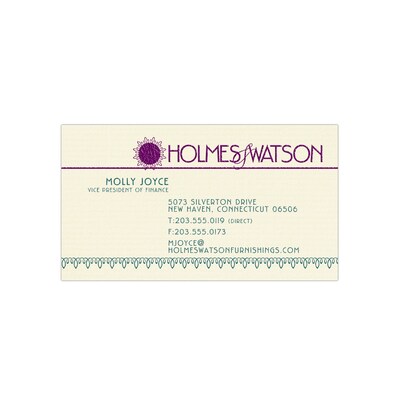 Custom 1-2 Color Business Cards, CLASSIC® Laid Baronial Ivory 80#, Raised Print, 2 Custom Inks, 1-Si