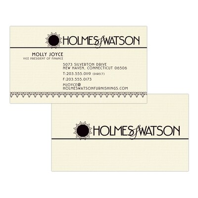 Custom 1-2 Color Business Cards, CLASSIC® Laid Baronial Ivory 80#, Flat Print, 1 Standard Ink, 2-Sid