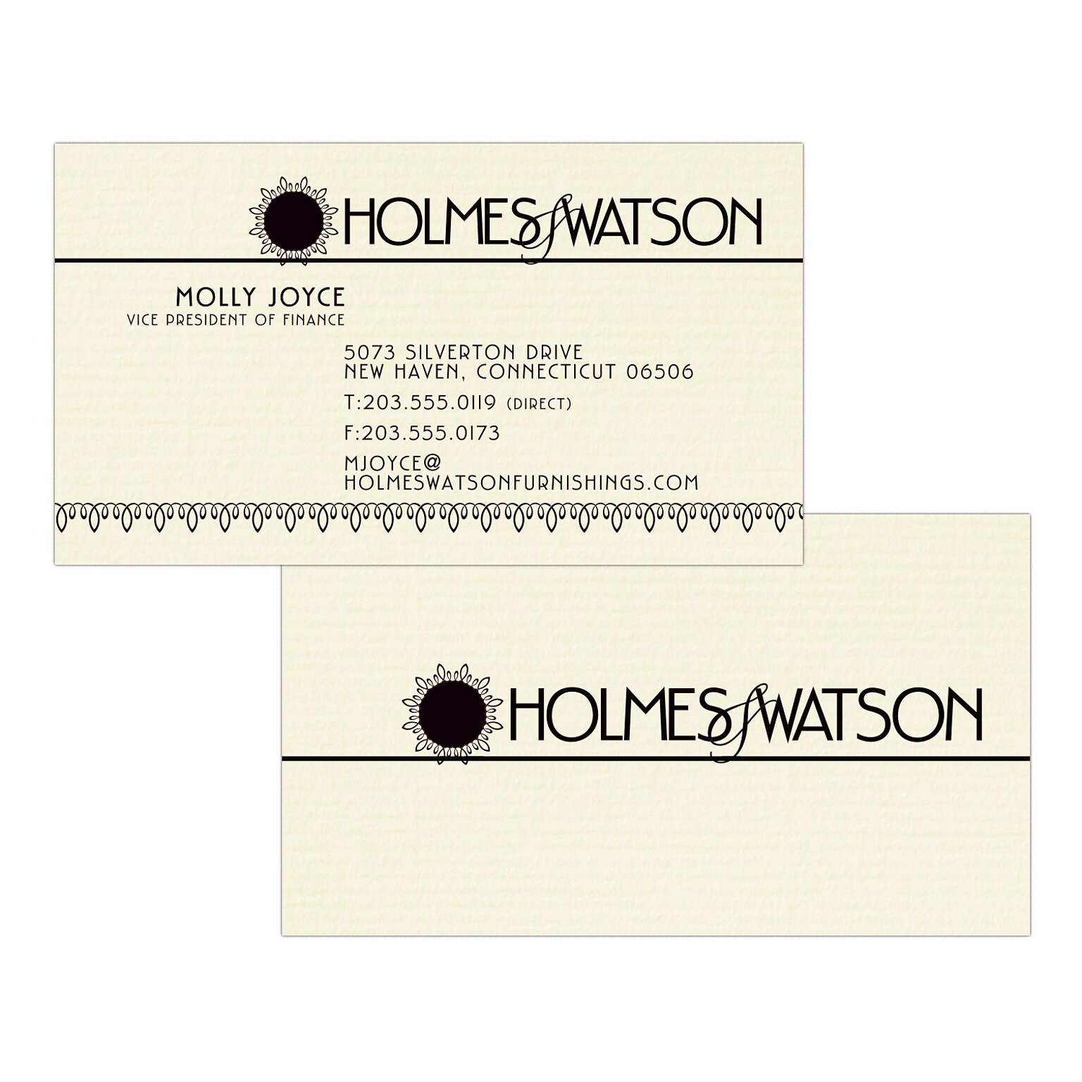Custom 1-2 Color Business Cards, CLASSIC® Laid Baronial Ivory 80#, Flat Print, 1 Standard Ink, 2-Sided, 250/PK