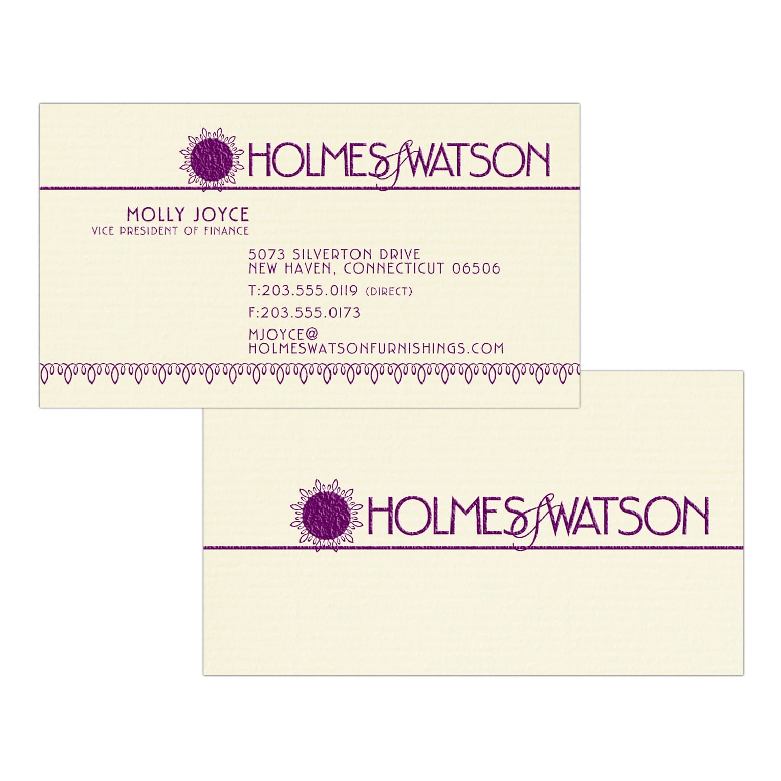 Custom 1-2 Color Business Cards, CLASSIC® Laid Baronial Ivory 80#, Raised Print, 1 Custom Ink, 2-Sided, 250/PK