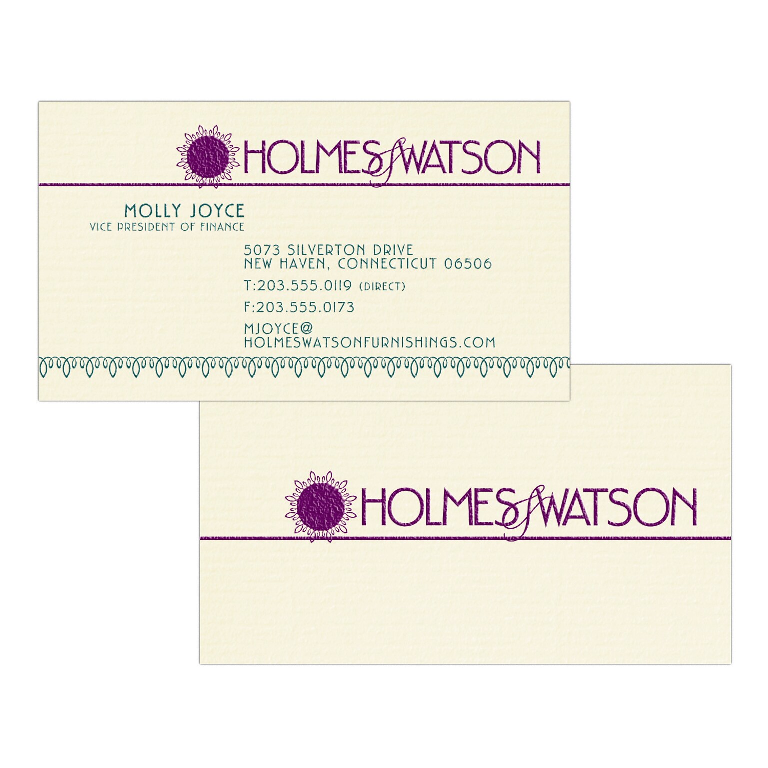 Custom 1-2 Color Business Cards, CLASSIC® Laid Baronial Ivory 80#, Raised Print, 2 Custom Inks, 2-Sided, 250/PK