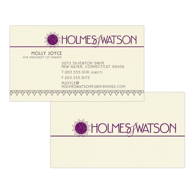 Custom 1-2 Color Business Cards, CLASSIC® Laid Baronial Ivory 80#, Raised Print, 1 Standard & 1 Cust