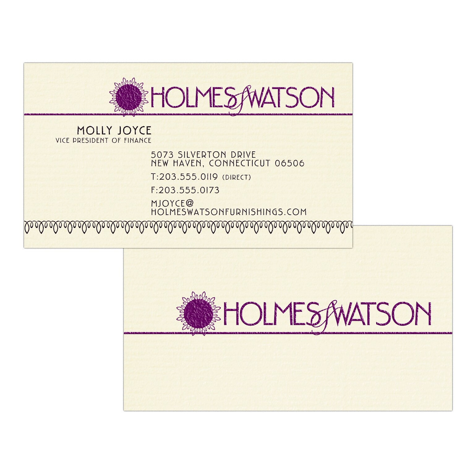Custom 1-2 Color Business Cards, CLASSIC® Laid Baronial Ivory 80#, Raised Print, 1 Standard & 1 Custom Inks, 2-Sided, 250/PK