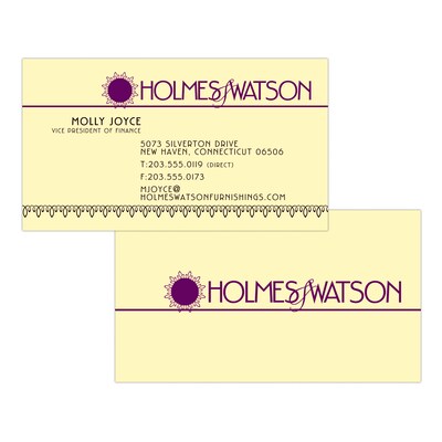 Custom 1-2 Color Business Cards, CLASSIC CREST® Baronial Ivory 80#, Flat Print, 1 Standard & 1 Custo