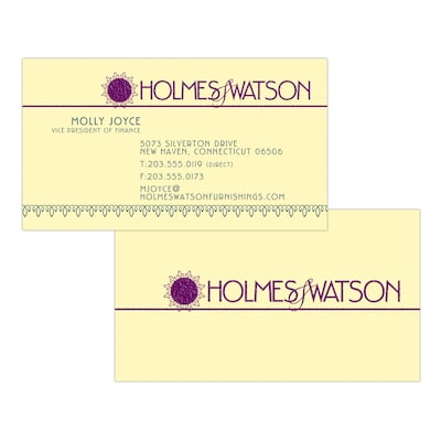 Custom 1-2 Color Business Cards, CLASSIC CREST® Baronial Ivory 80#, Raised Print, 2 Custom Inks, 2-S