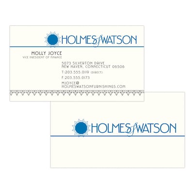 Custom 1-2 Color Business Cards, CLASSIC CREST® Natural White 80#, Flat Print, 2 Standard Inks, 2-Si
