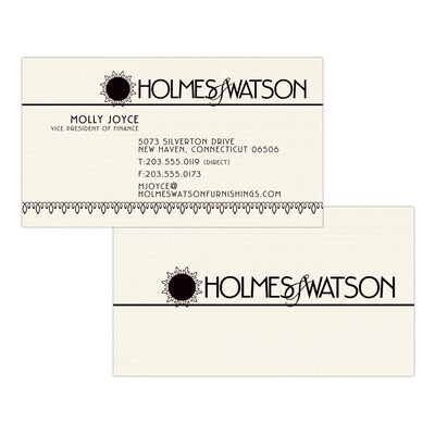 Custom 1-2 Color Business Cards, CLASSIC® Laid Natural White 80#, Flat Print, 1 Standard Ink, 2-Side