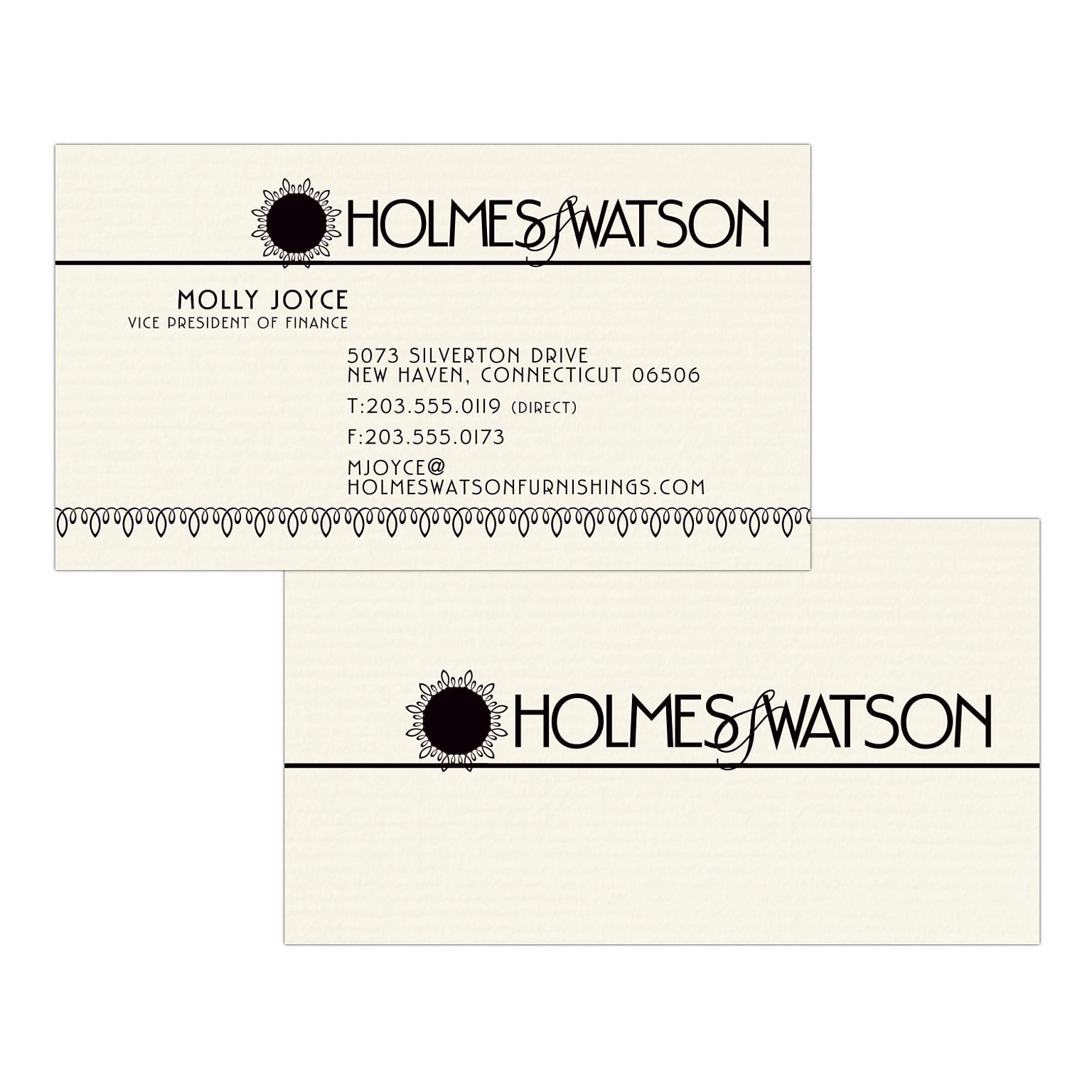 Custom 1-2 Color Business Cards, CLASSIC® Laid Natural White 80#, Flat Print, 1 Standard Ink, 2-Sided, 250/PK