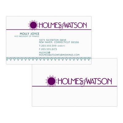 Custom 1-2 Color Business Cards, ENVIRONMENT® Ultra Bright White 80#, Flat Print, 2 Custom Inks, 2-S