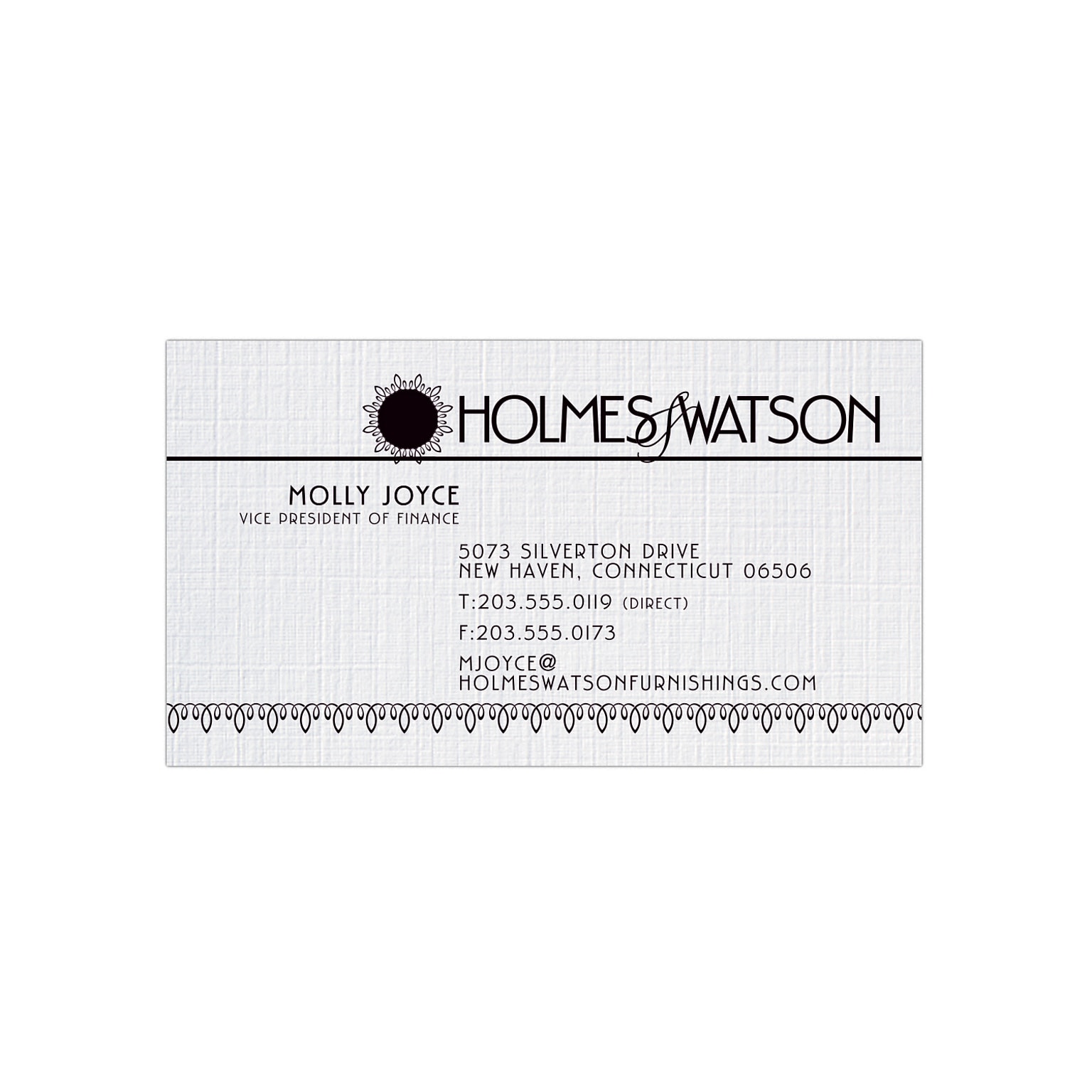 Custom 1-2 Color Business Cards, CLASSIC® Linen Solar White 80#, Flat Print, 1 Standard Ink, 1-Sided, 250/PK