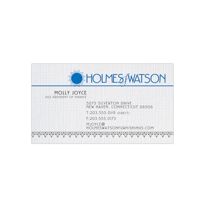 Custom 1-2 Color Business Cards, CLASSIC® Linen Solar White 80#, Flat Print, 2 Standard Inks, 1-Side