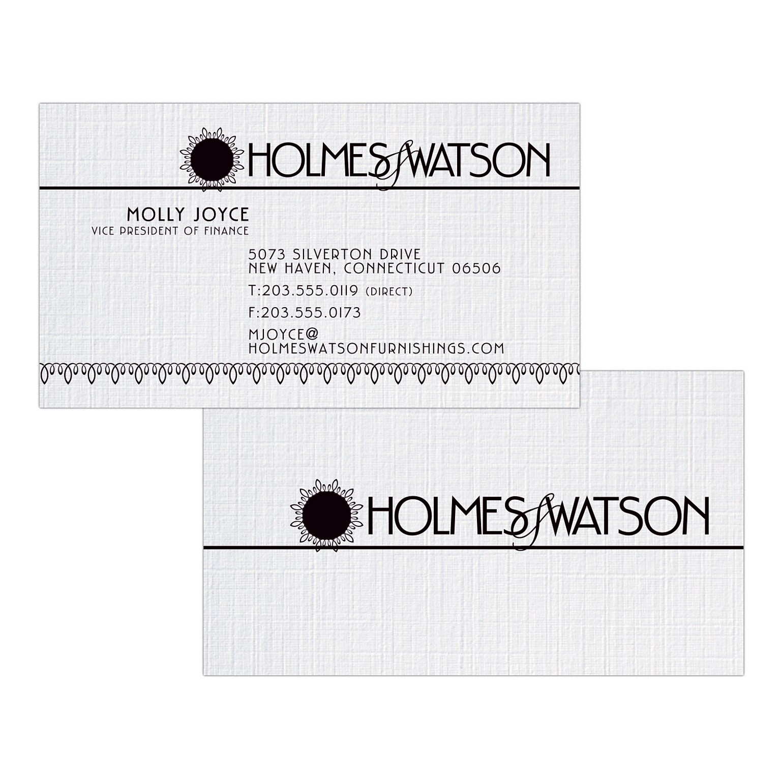 Custom 1-2 Color Business Cards, CLASSIC® Linen Solar White 80#, Flat Print, 1 Standard Ink, 2-Sided, 250/PK