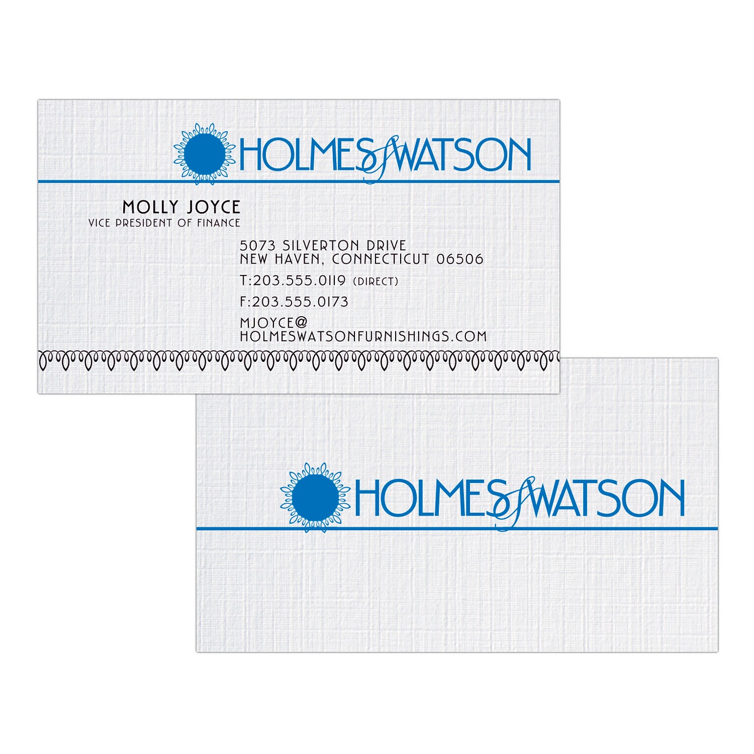 Custom 1-2 Color Business Cards, CLASSIC® Linen Solar White 80#, Flat Print, 2 Standard Inks, 2-Sided, 250/PK