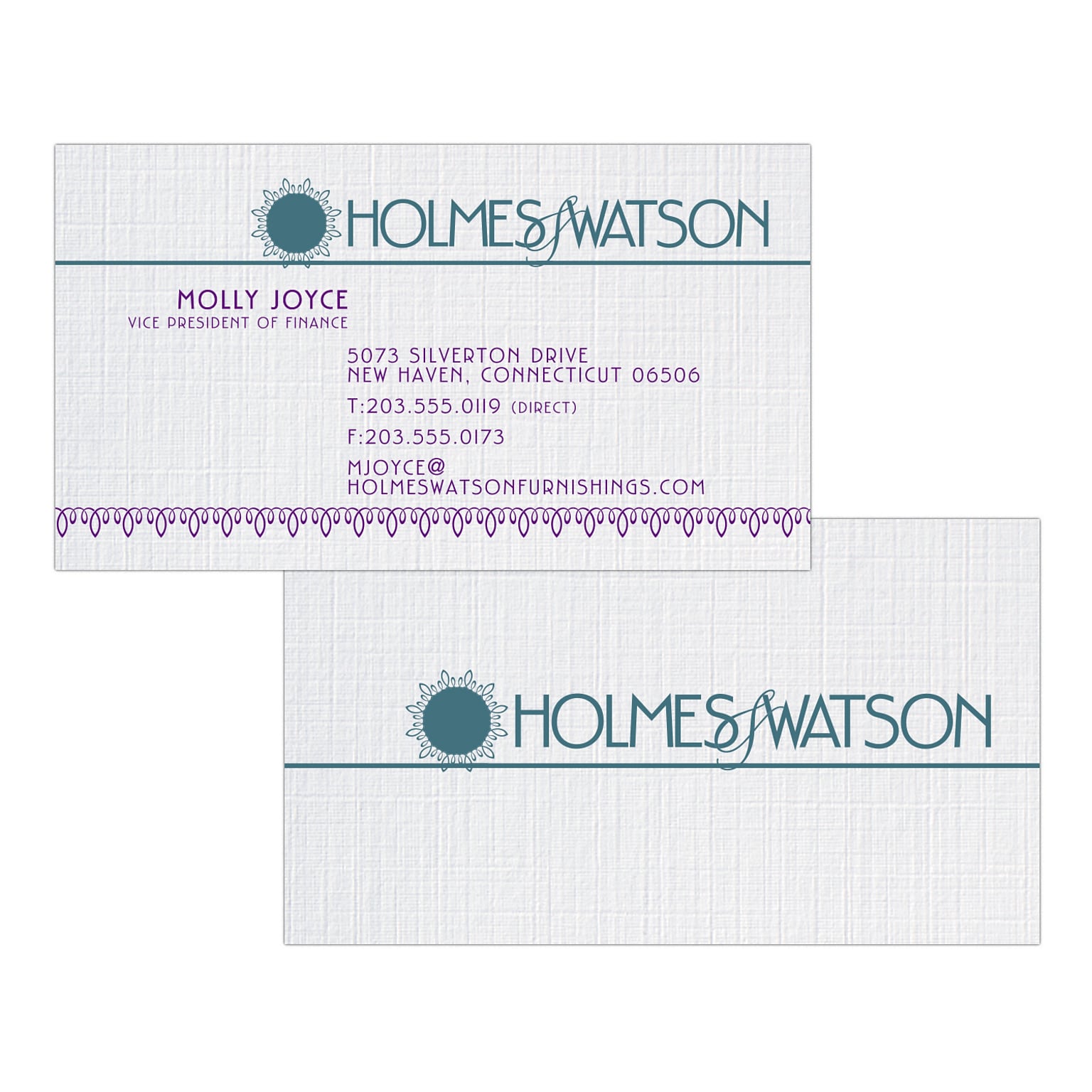 Custom 1-2 Color Business Cards, CLASSIC® Linen Solar White 80#, Flat Print, 2 Custom Inks, 2-Sided, 250/PK