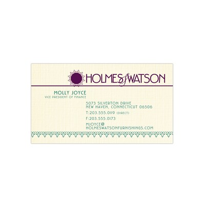 Custom 1-2 Color Business Cards, CLASSIC® Linen Natural White 80#, Flat Print, 2 Custom Inks, 1-Side