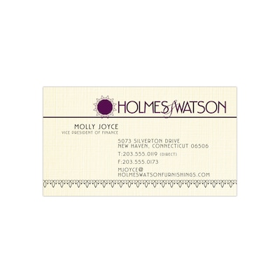 Custom 1-2 Color Business Cards, CLASSIC® Linen Natural White 80#, Flat Print, 1 Standard & 1 Custom