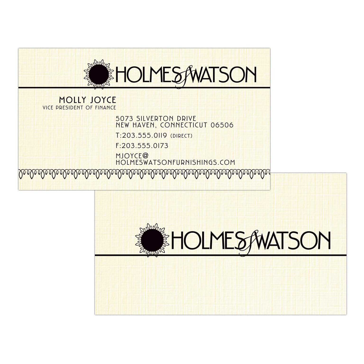 Custom 1-2 Color Business Cards, CLASSIC® Linen Natural White 80#, Flat Print, 1 Standard Ink, 2-Sided, 250/PK