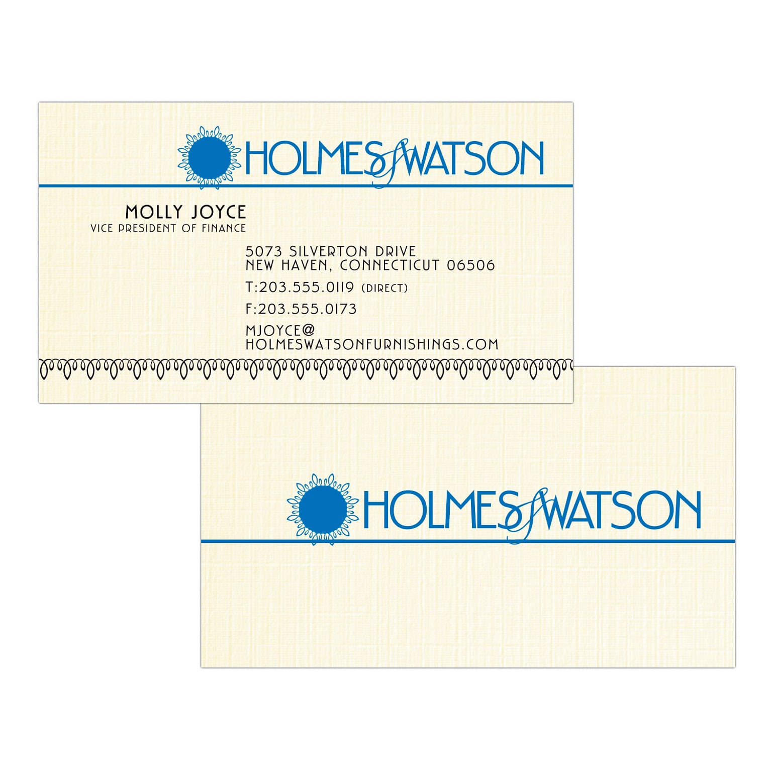 Custom 1-2 Color Business Cards, CLASSIC® Linen Natural White 80#, Flat Print, 2 Standard Inks, 2-Sided, 250/PK
