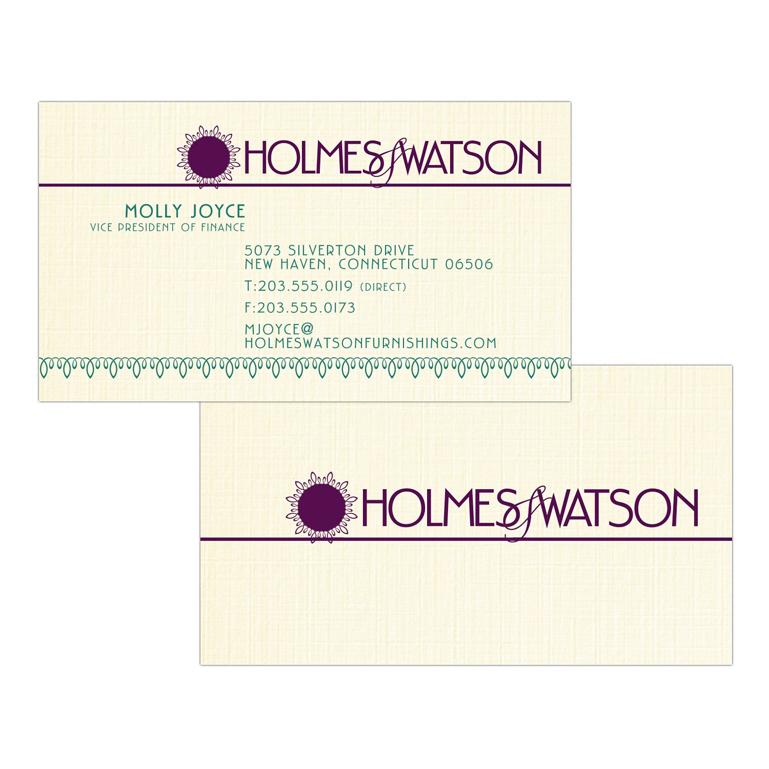 Custom 1-2 Color Business Cards, CLASSIC® Linen Natural White 80#, Flat Print, 2 Custom Inks, 2-Sided, 250/PK