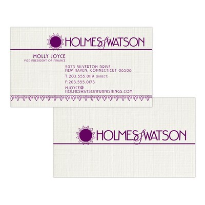 Custom 1-2 Color Business Cards, CLASSIC® Linen Antique Gray 80#, Flat Print, 1 Custom Ink, 2-Sided,