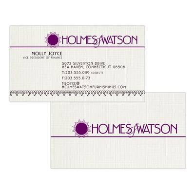 Custom 1-2 Color Business Cards, CLASSIC® Linen Antique Gray 80#, Flat Print, 1 Standard & 1 Custom