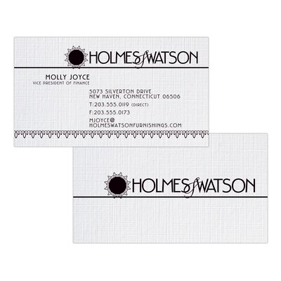 Custom 1-2 Color Business Cards, CLASSIC® Linen Solar White 100#, Flat Print, 1 Standard Ink, 2-Side