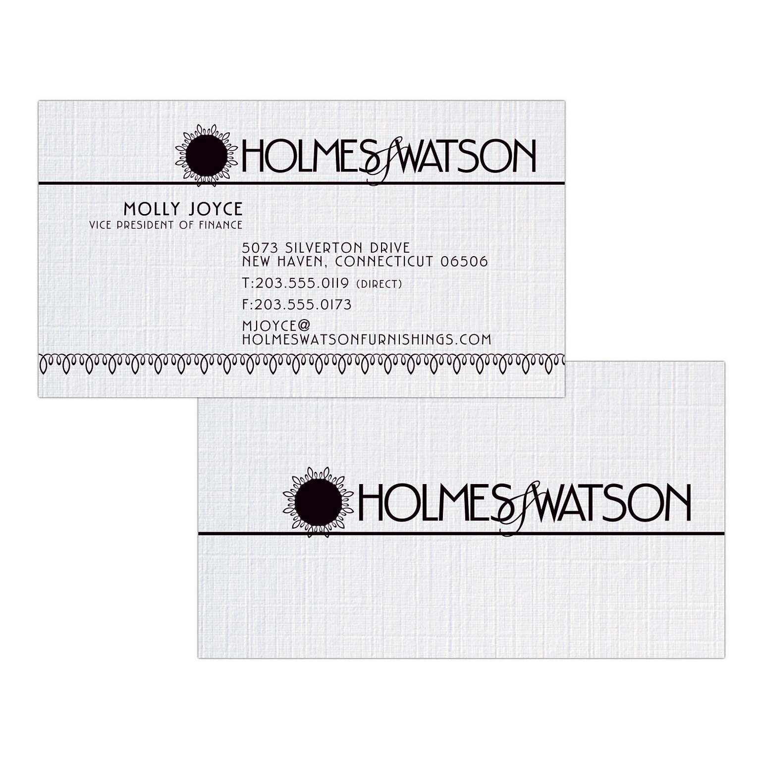 Custom 1-2 Color Business Cards, CLASSIC® Linen Solar White 100#, Flat Print, 1 Standard Ink, 2-Sided, 250/PK