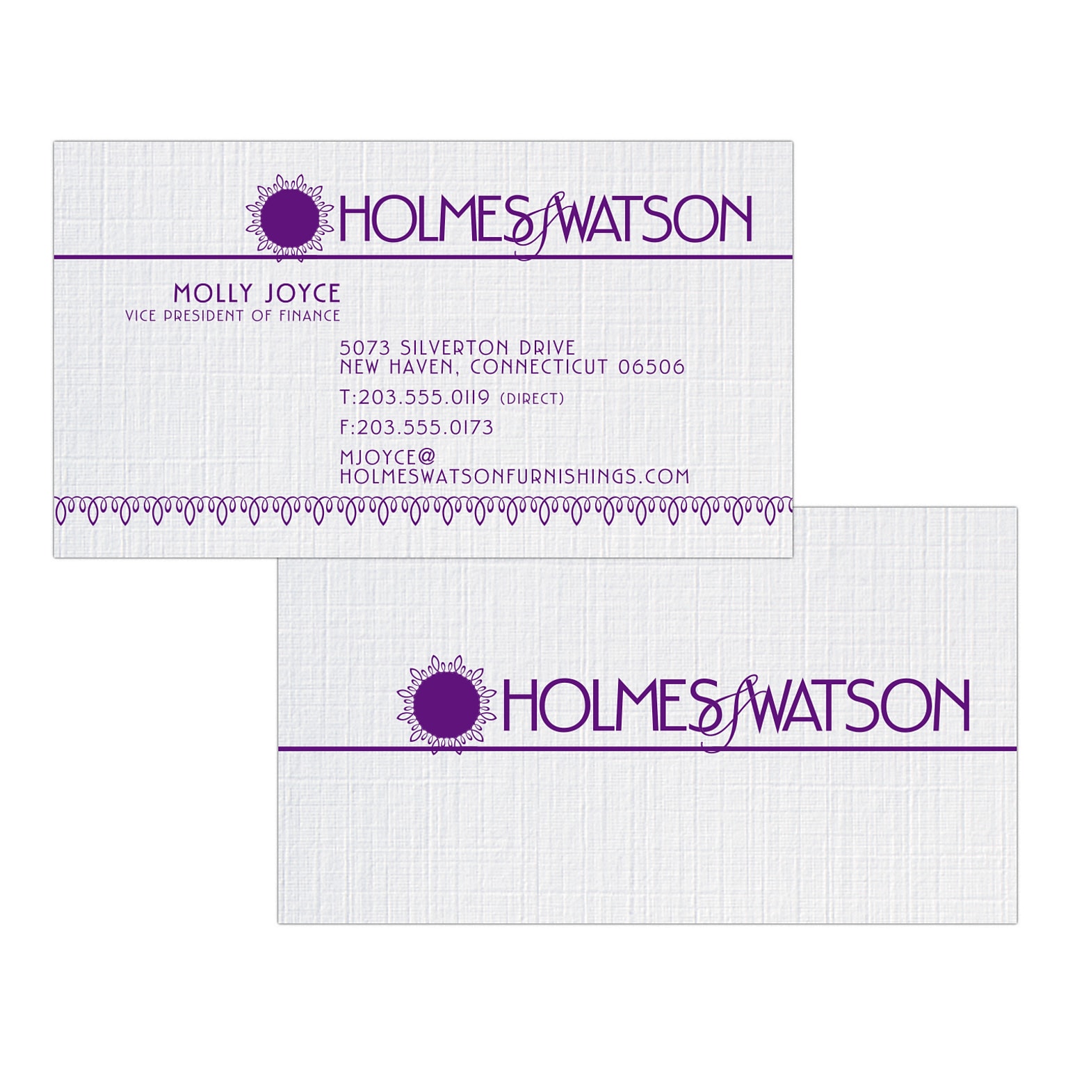 Custom 1-2 Color Business Cards, CLASSIC® Linen Solar White 100#, Flat Print, 1 Custom Ink, 2-Sided, 250/PK
