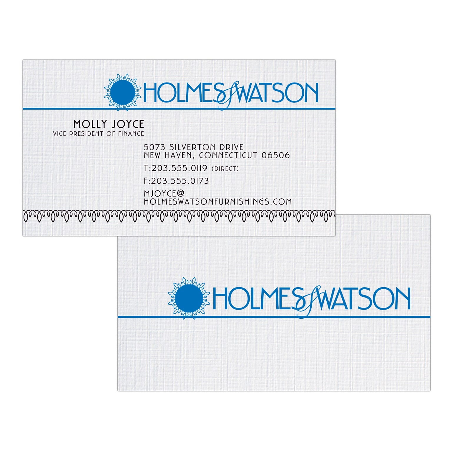 Custom 1-2 Color Business Cards, CLASSIC® Linen Solar White 100#, Flat Print, 2 Standard Inks, 2-Sided, 250/PK