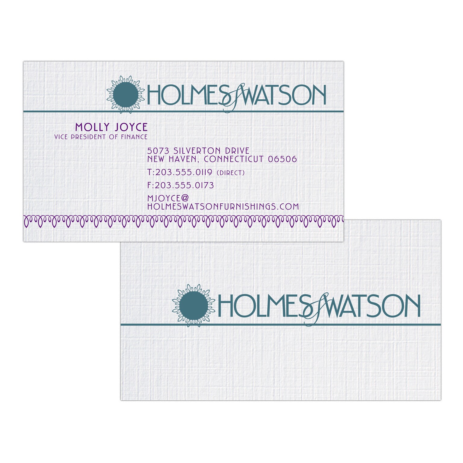 Custom 1-2 Color Business Cards, CLASSIC® Linen Solar White 100#, Flat Print, 2 Custom Inks, 2-Sided, 250/PK