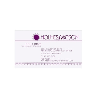 Custom 1-2 Color Business Cards, White 14 pt. Uncoated, Flat Print, 1 Custom Ink, 1-Sided, 250/PK