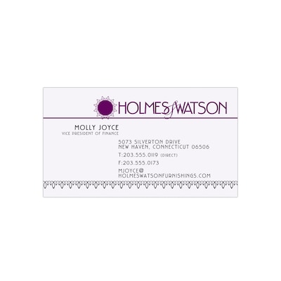 Custom 1-2 Color Business Cards, White 14 pt. Uncoated, Flat Print, 2 Custom Inks, 1-Sided, 250/PK